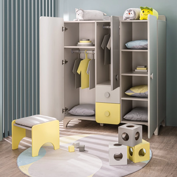 Трикрилен детски гардероб MINIA 124x46x142 см - Изглед 3