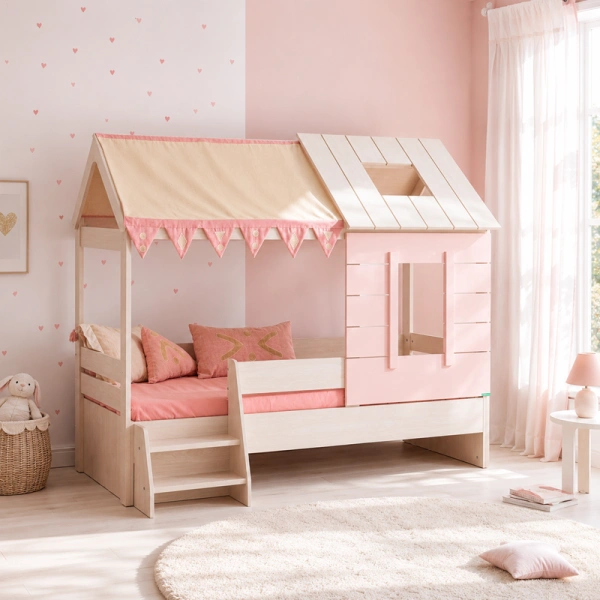 Детско легло къща PINK HOUSE - 90 х 200 - Изглед 2