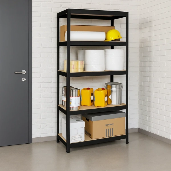 Метален стелаж STAR 180x90x45 см, до 275 кг на рафт  - черен 