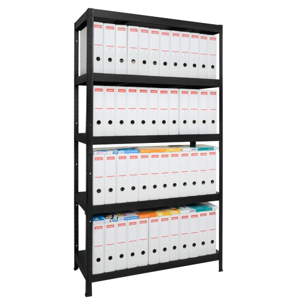 Метален стелаж HARD 180x90x40 см, до 130 кг на рафт  - черен
