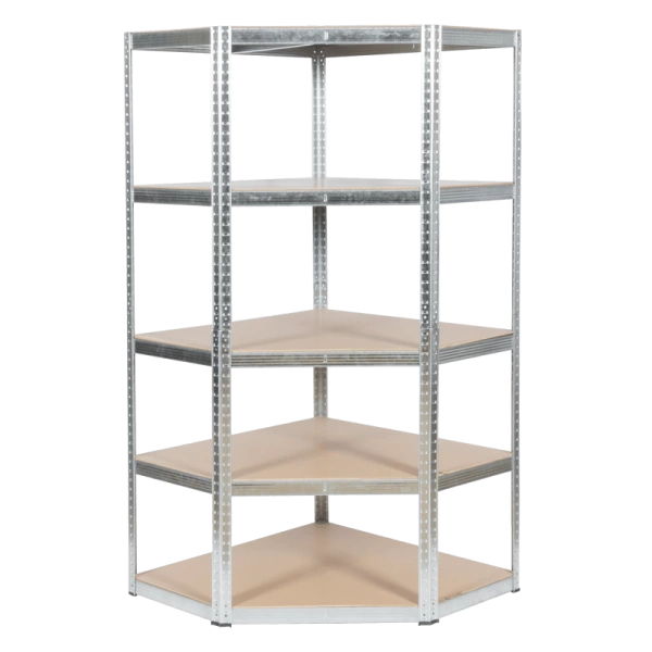 Ъглов метален стелаж Carmen CR-1019 - 180x90x45 см, до 275 кг на рафт - цинк