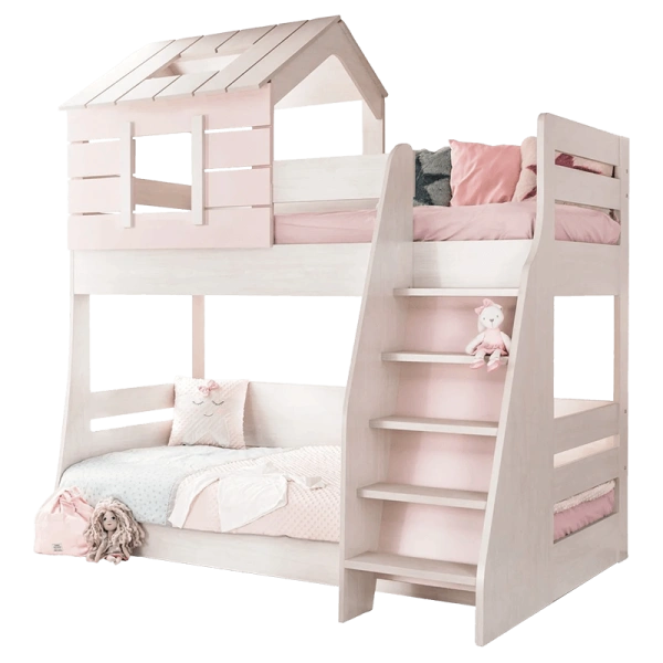 Двуетажно детско легло PINK HOUSE - дясно