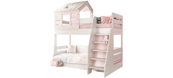 Двуетажно детско легло PINK HOUSE - дясно