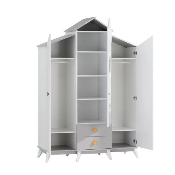 Трикрилен детски гардероб BIRD HOUSE