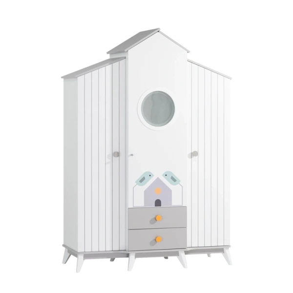 Трикрилен детски гардероб BIRD HOUSE