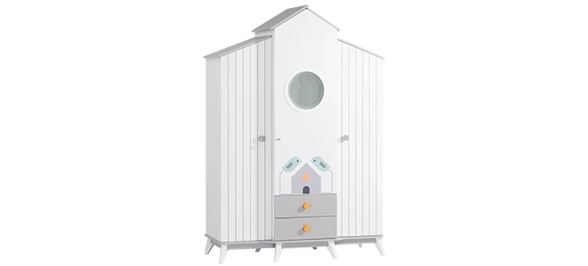 Трикрилен детски гардероб BIRD HOUSE