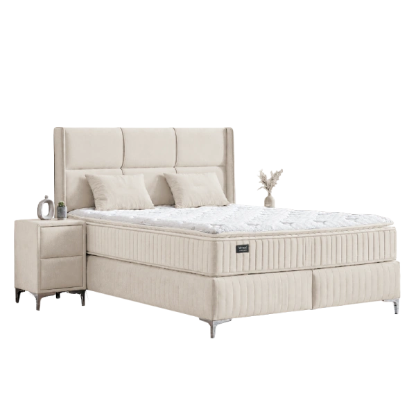 Тапицирана спалня с матрак BELLA 180 x 200 - бежов 02