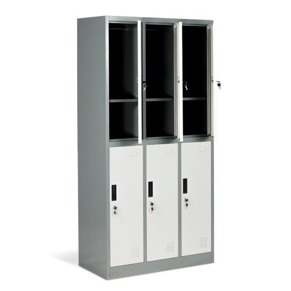 Метален шкаф Carmen CR-1243 J LUX - сив / тъмносив