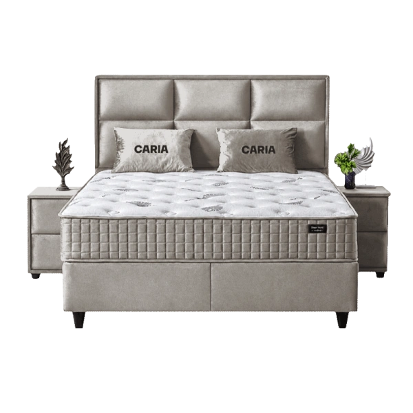 Тапицирана спалня с матрак CARIA 160 x 200 - перла SY