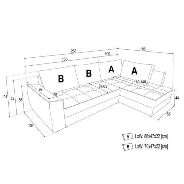 Ъглов разтегателен диван Bari