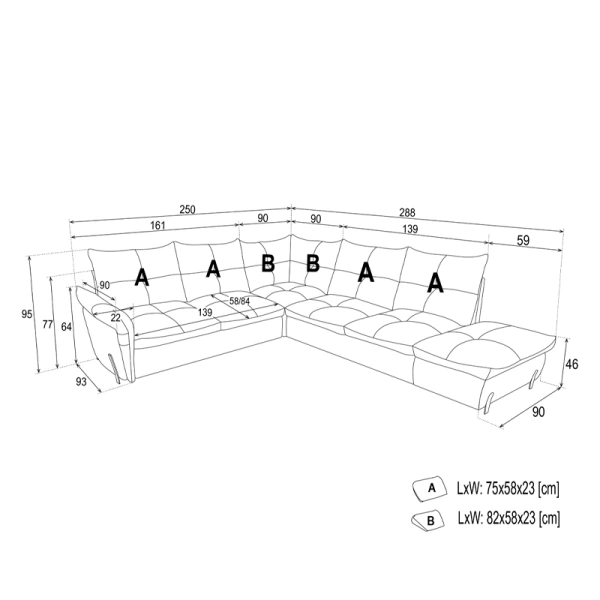 Ъглов разтегателен диван ALMERIA PR4