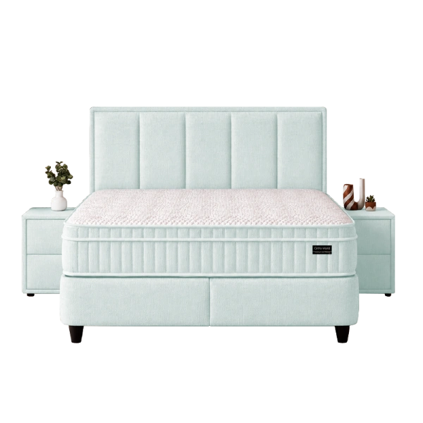 Тапицирана спалня с матрак ROYCE 160 х 200 - светлозелен 03