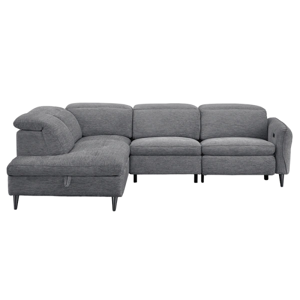 Ъглов разтегателен диван PORTICI LUX - въглен